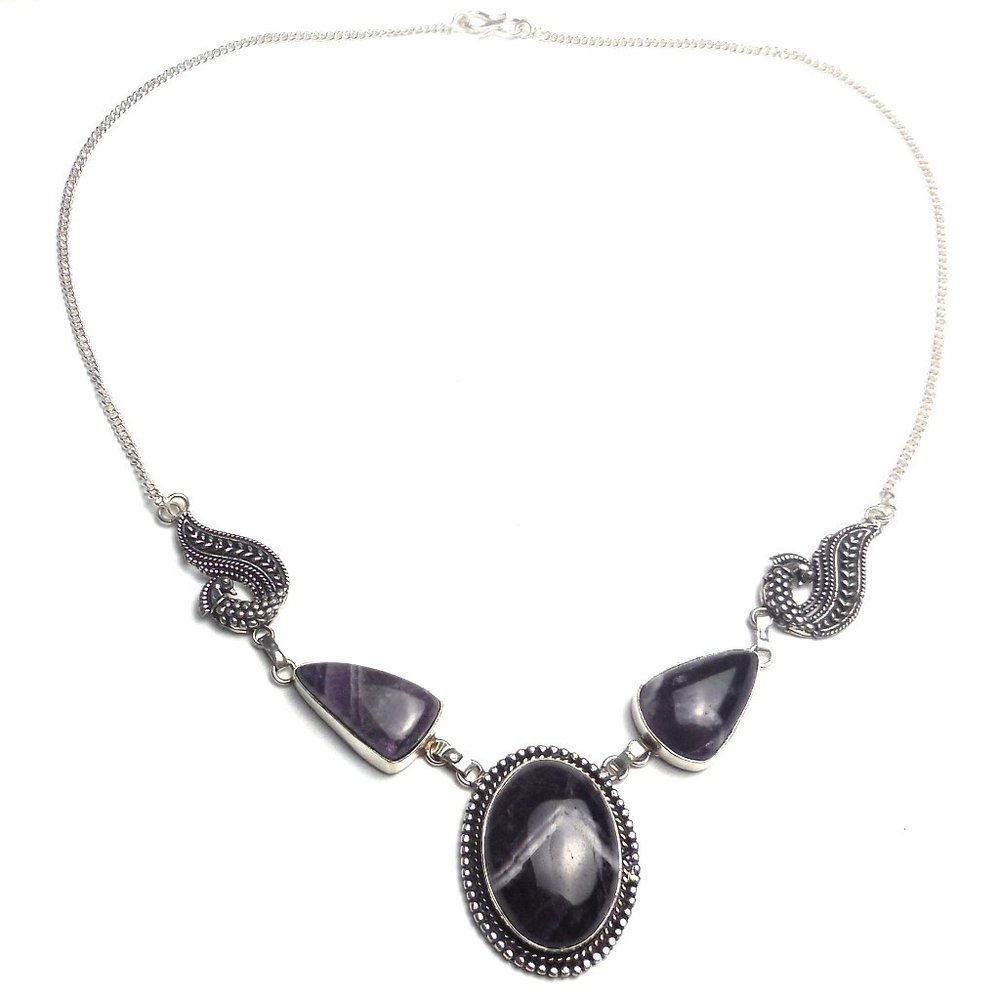 Necklace Amethyst 925 Sterling Silver Chain Women's Jewelry natural gemstones
